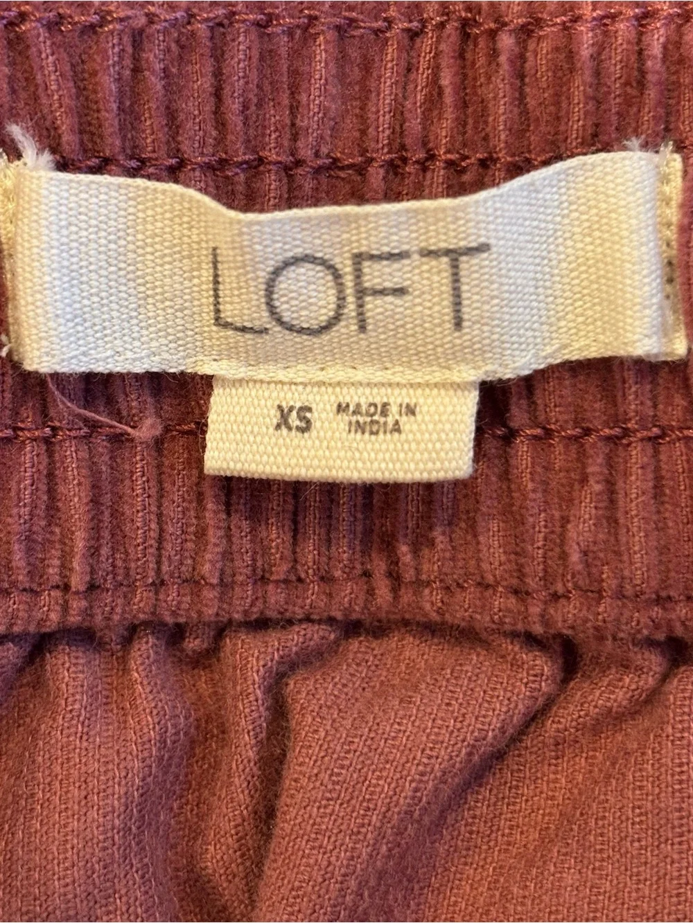 LOFT 100% Cotton Drawstring Pocket Mini Skirt Mauve Pink XS